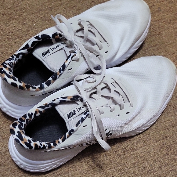 Nike Shoes - Nike Women's White Sneakers with Leopard Accent